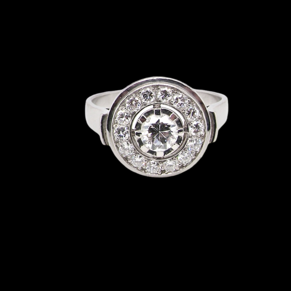 white gold diamond cluster ring