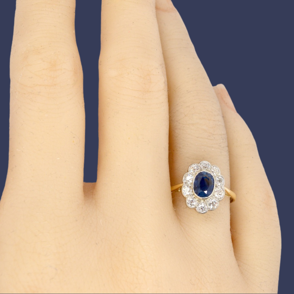 Sapphire and Diamond engagement Ring