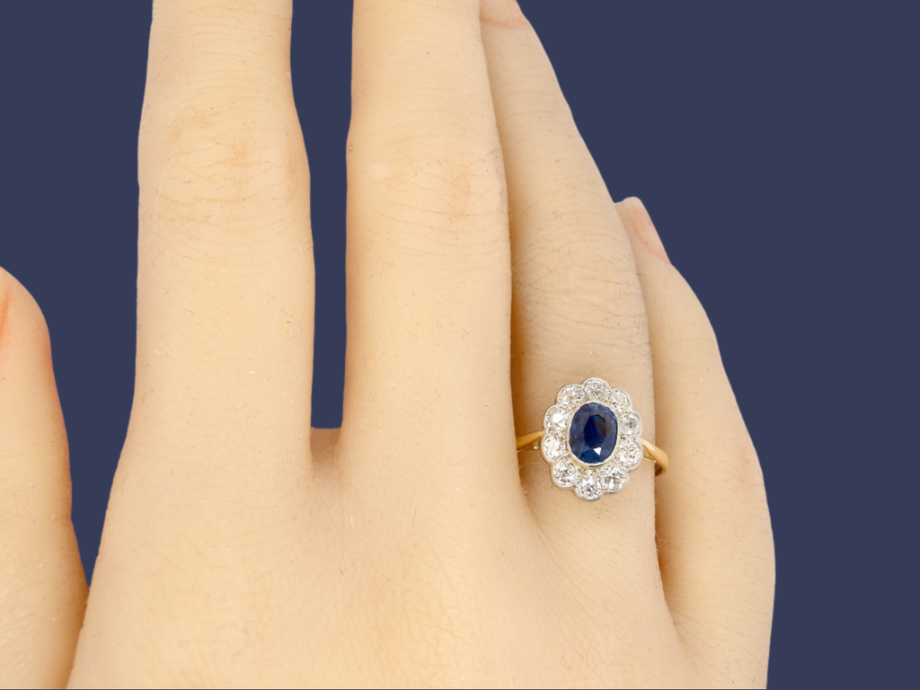 Sapphire and Diamond engagement  Ring