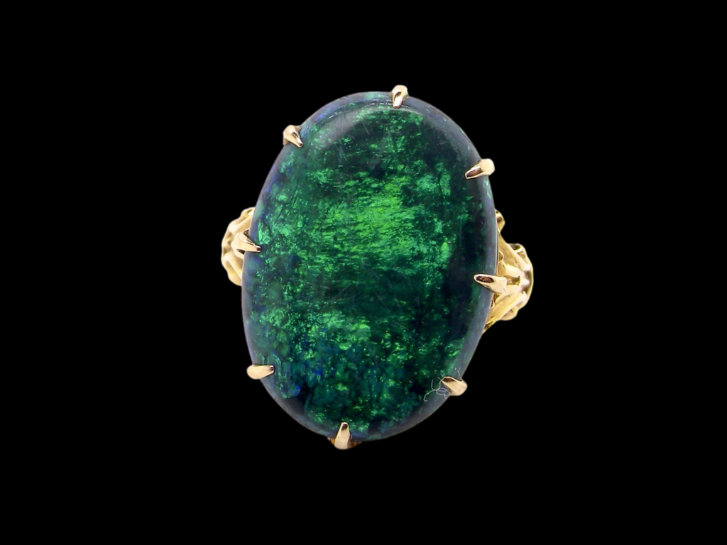  antique black opal dress ring