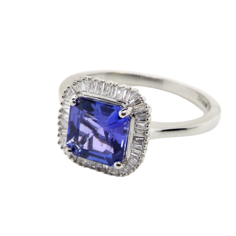 A Tanzanite and Diamond engagement ring
