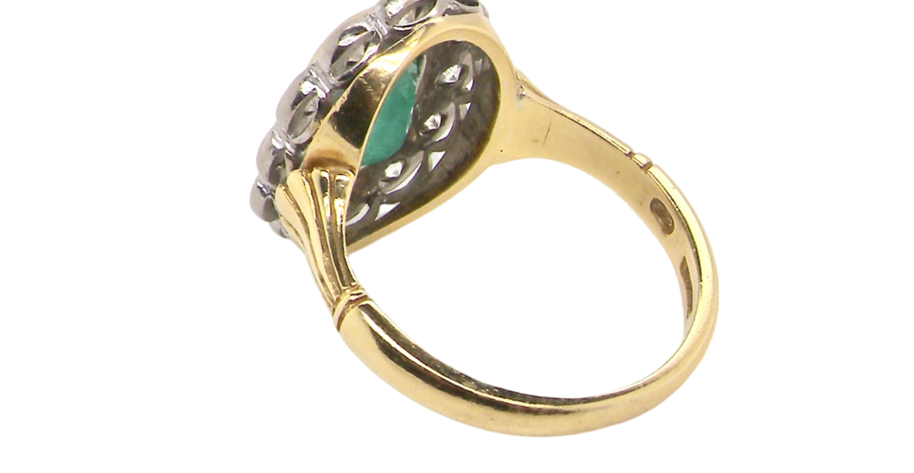 rear view Emerald and Diamond Ring