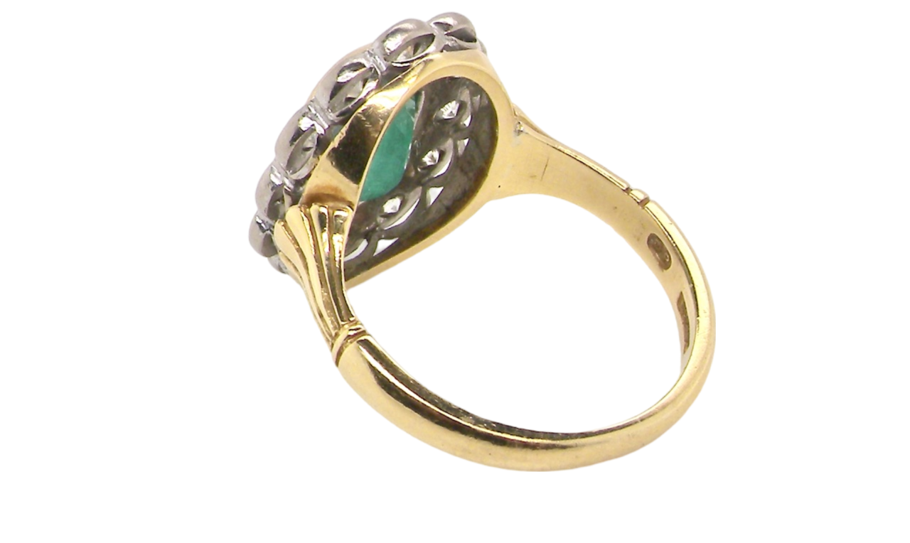rear view Emerald and Diamond Ring