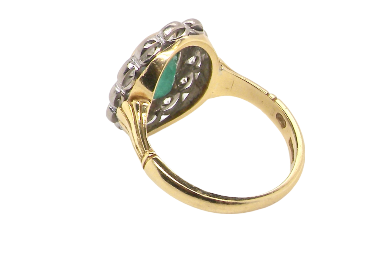 rear view Emerald and Diamond Ring