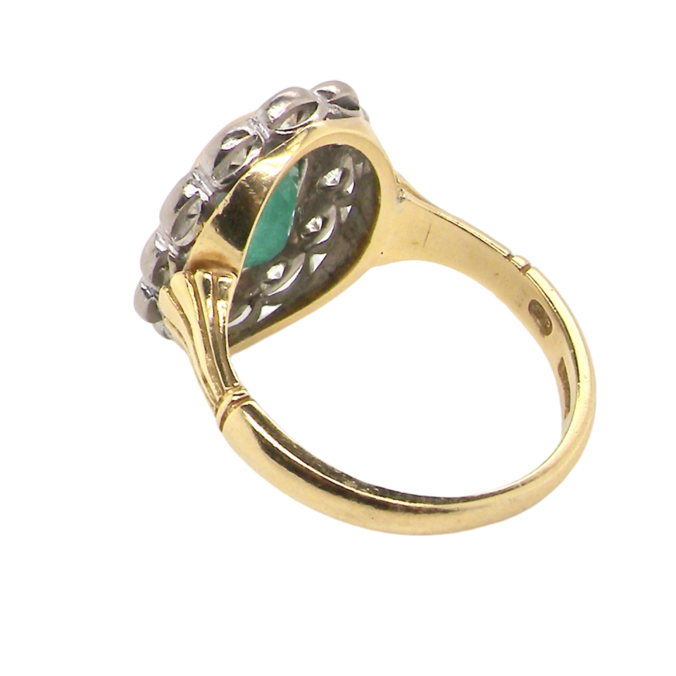 rear view Emerald and Diamond Ring