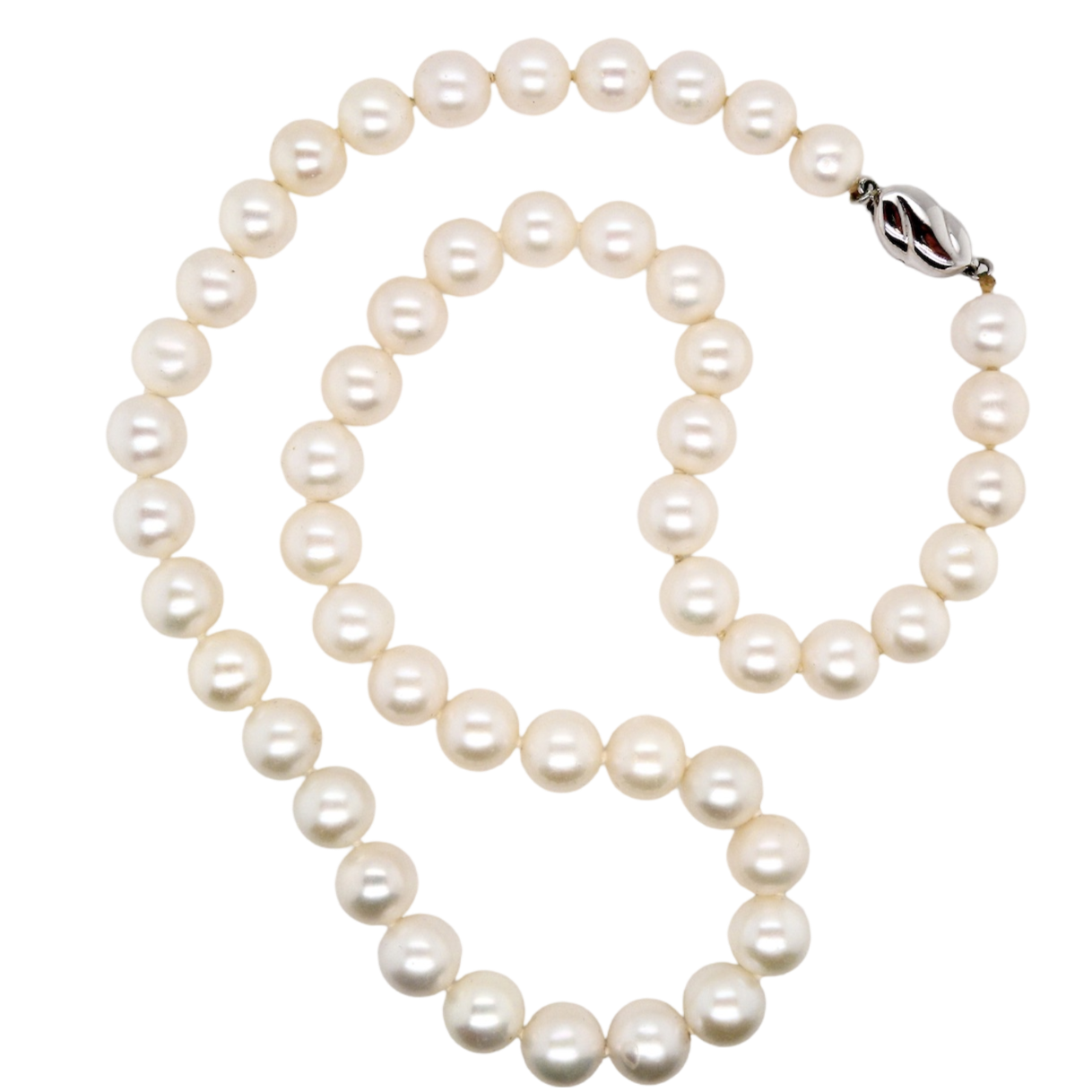 A row of cultured pearls