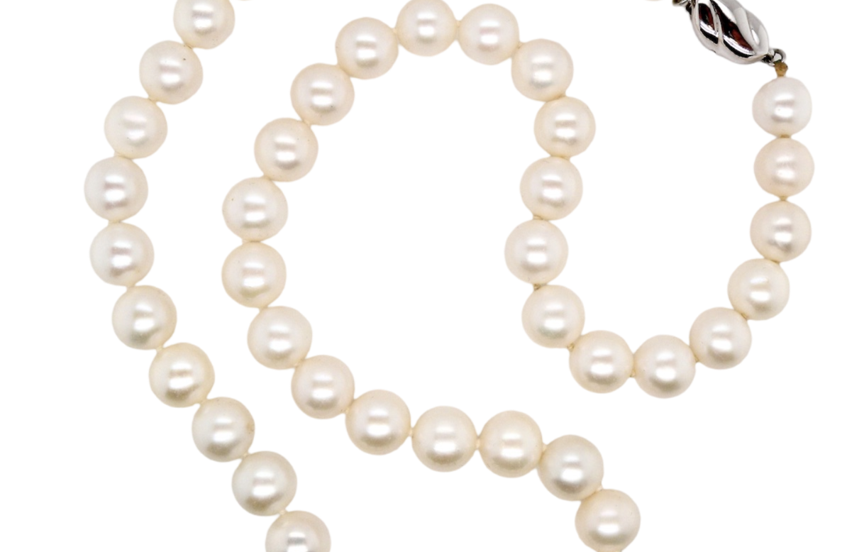 A row of cultured pearls