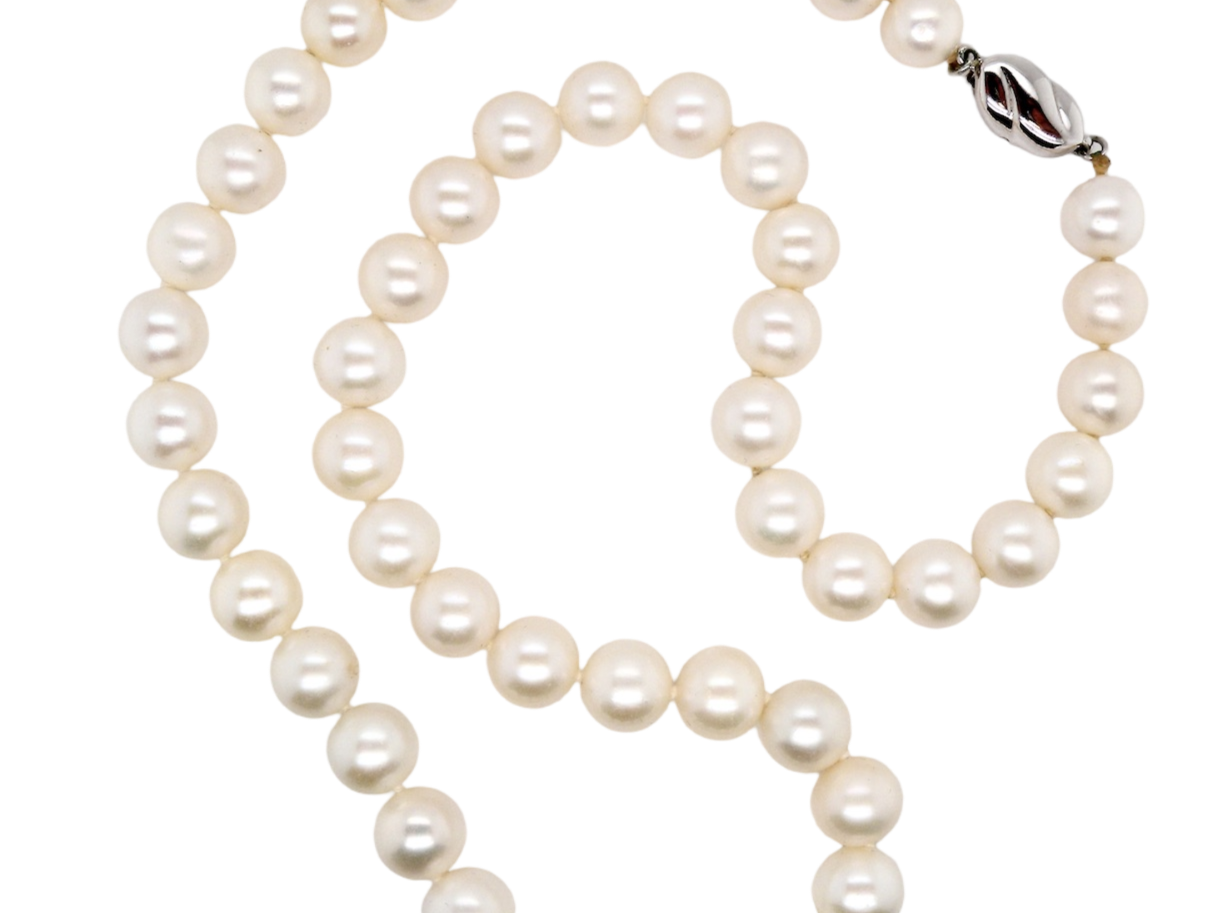 A row of cultured pearls