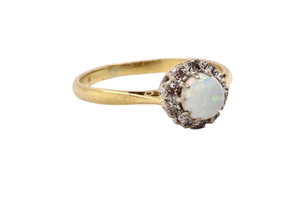 vintage Opal and Diamond Ring