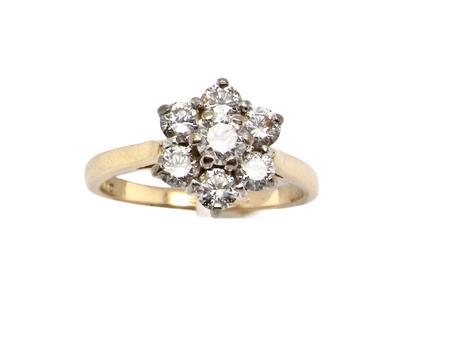 A traditional diamond cluster ring