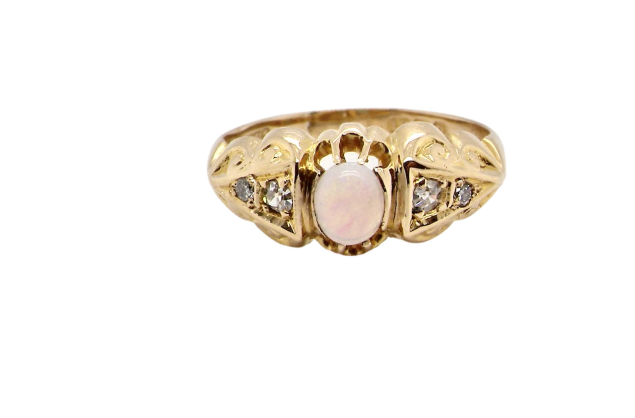 An antique opal and diamond ring