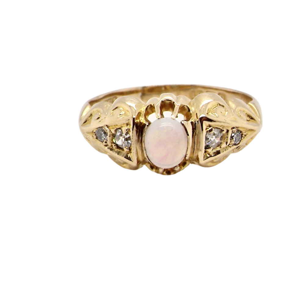 An antique opal and diamond ring
