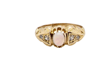 An antique opal and diamond ring