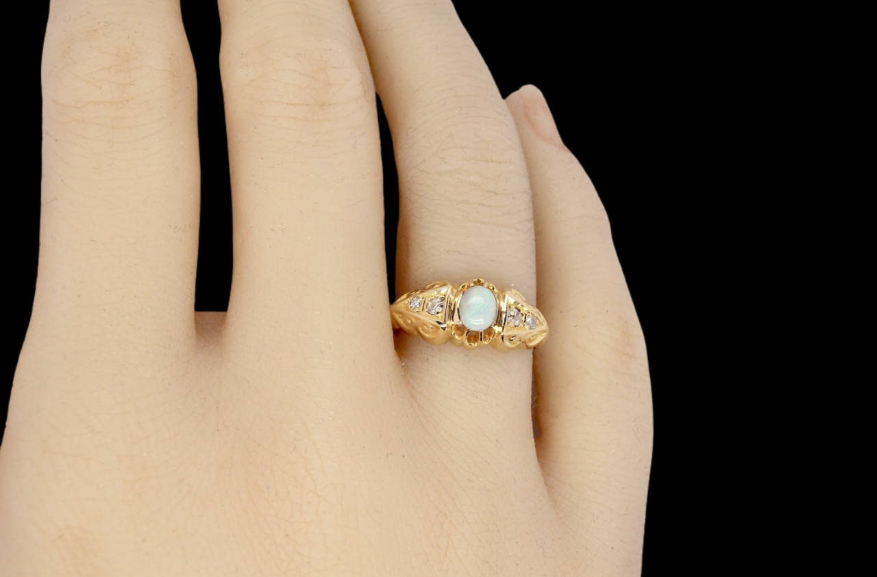 Early 20th century opal and diamond ring