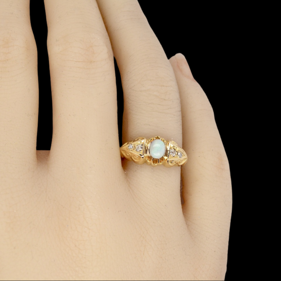 Early 20th century opal and diamond ring