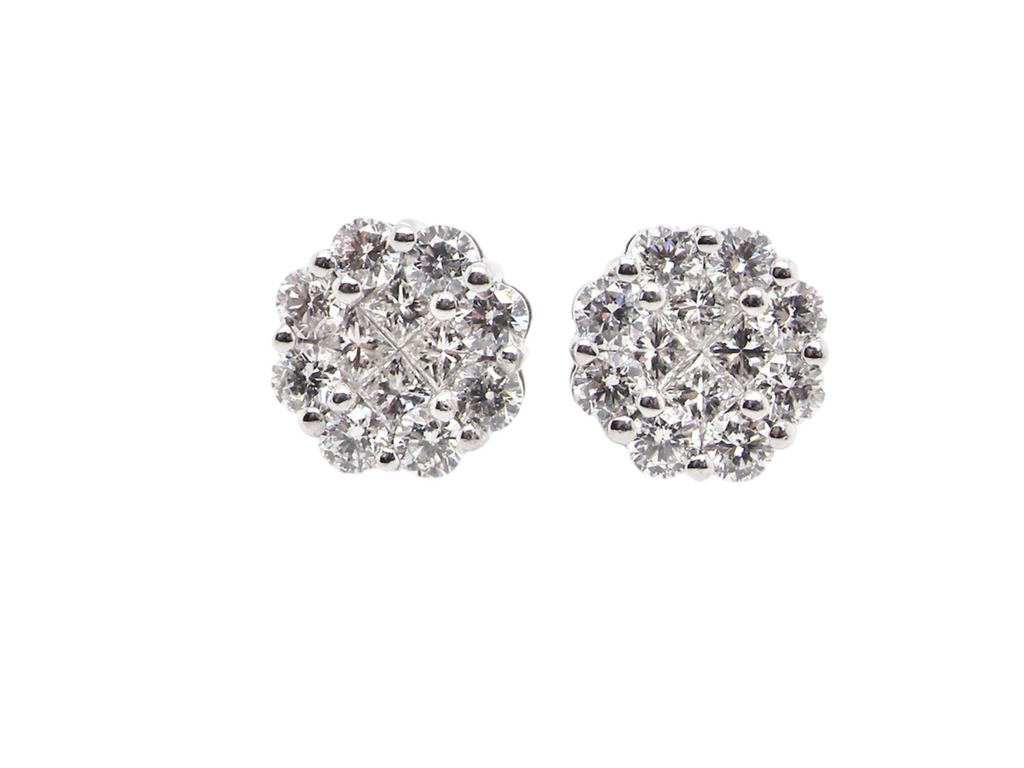 A pair of Diamond Cluster Earrings