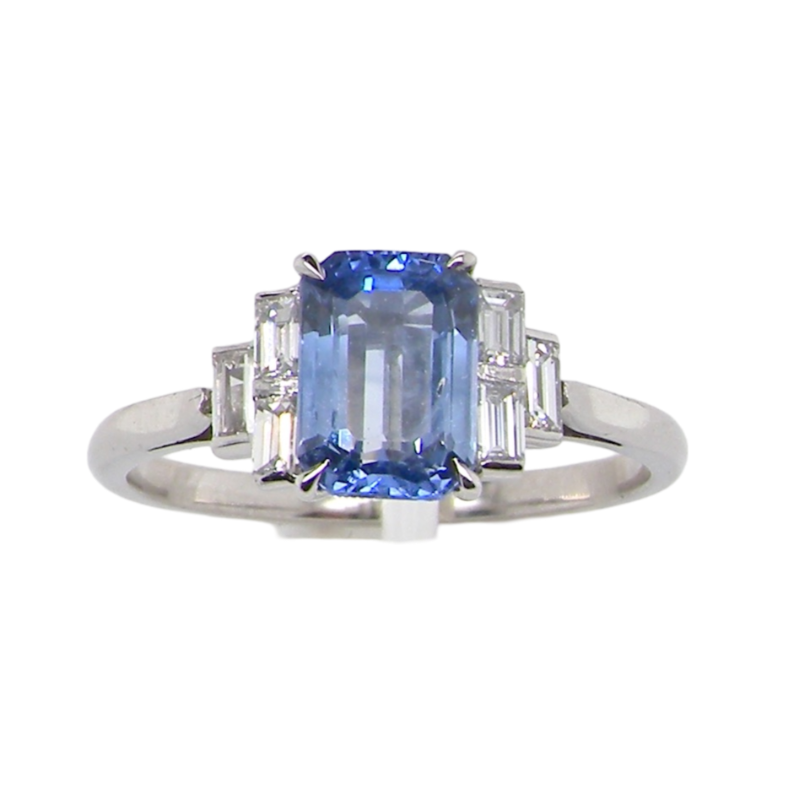 platinum sapphire and diamond ring