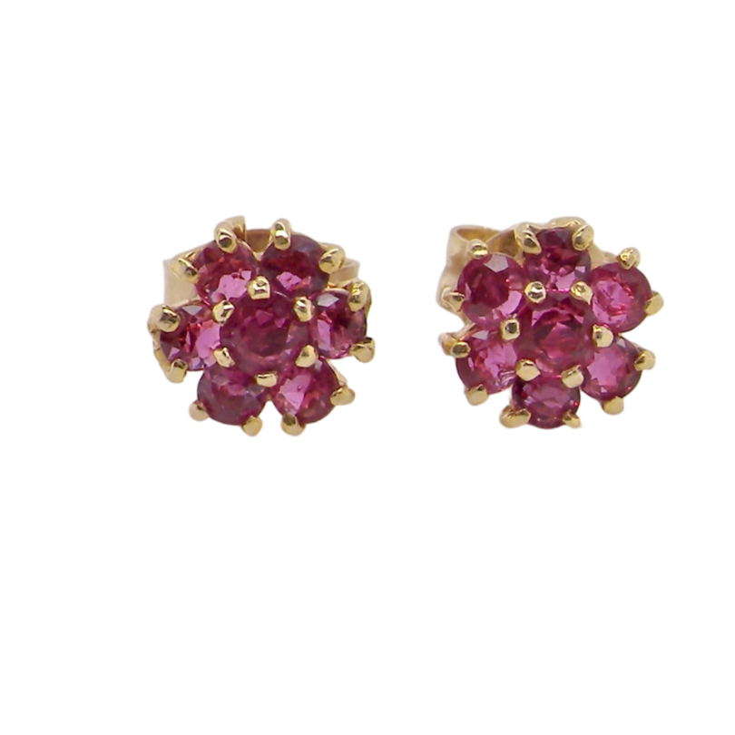 A pair of ruby cluster earrings