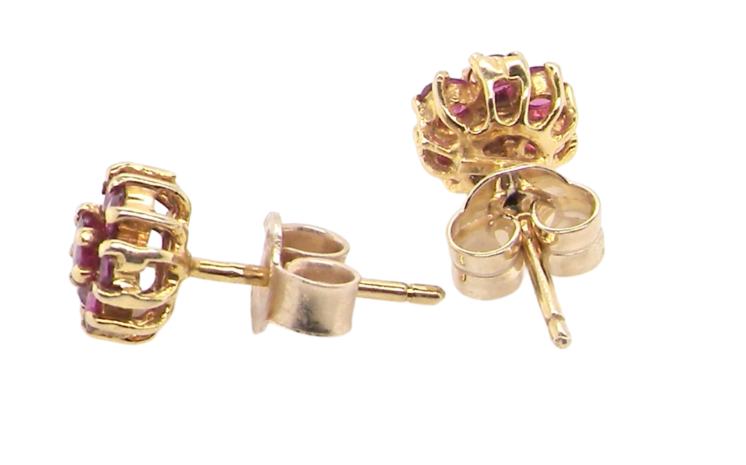 ruby cluster earrings