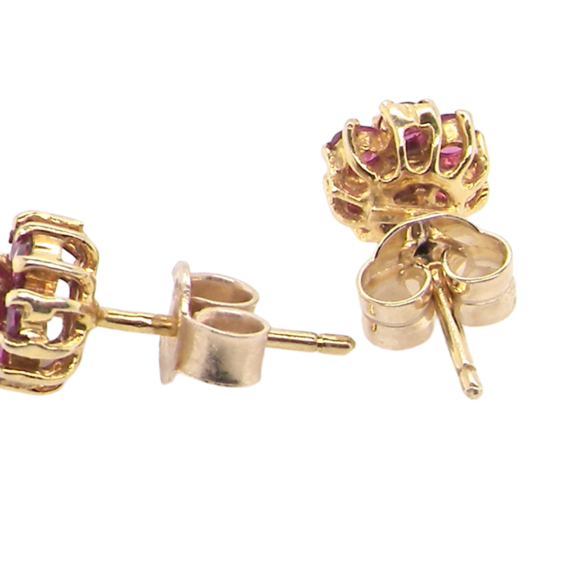 ruby cluster earrings