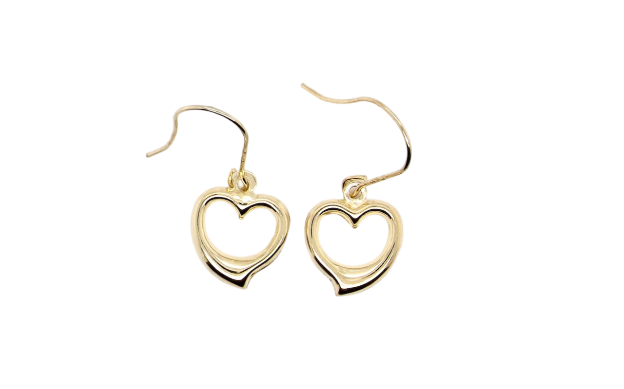 A pair of heart shaped drop earrings
