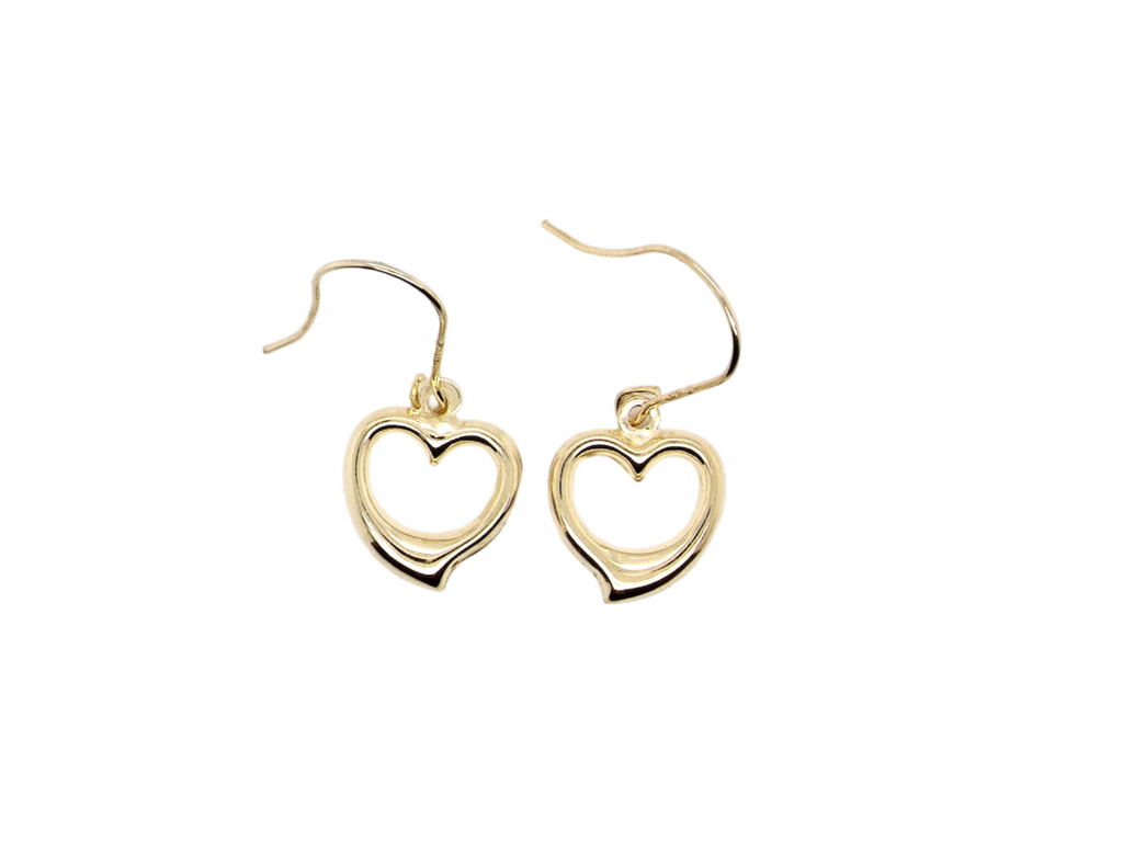 A pair of heart shaped drop earrings