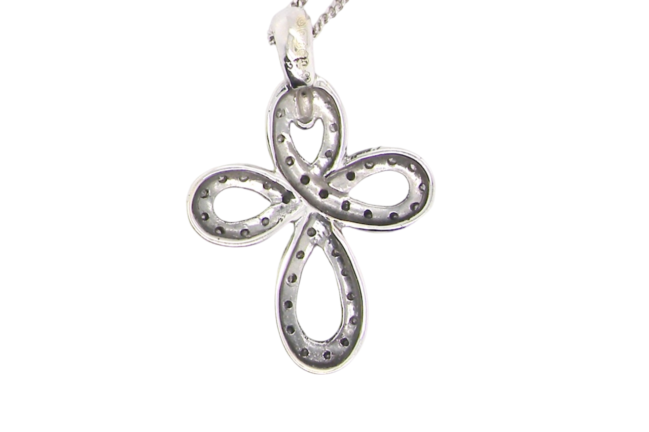 rear view diamond cross pendant
