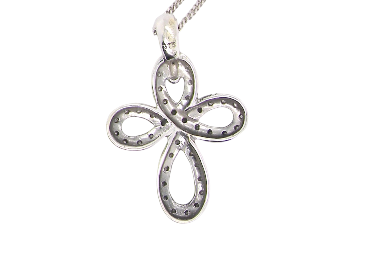 rear view diamond cross pendant