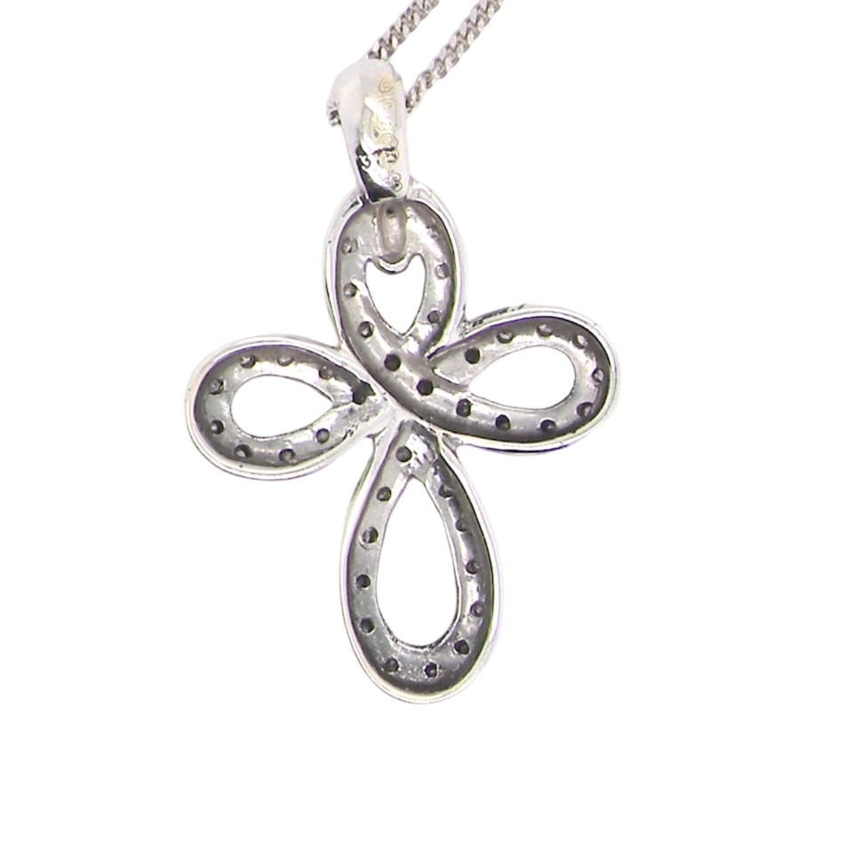 rear view diamond cross pendant