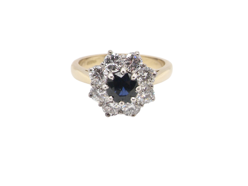A stunning sapphire and diamond cluster ring