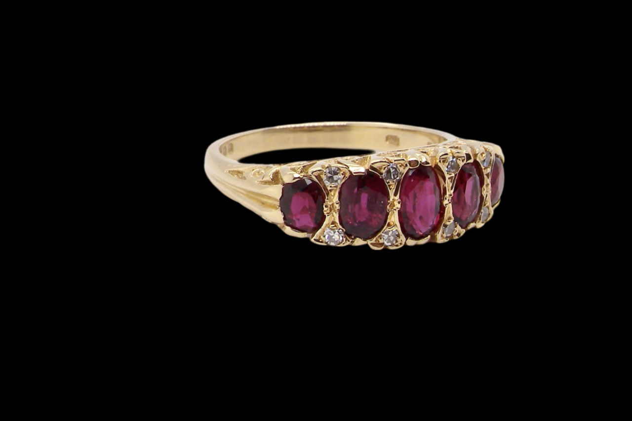 5 stone Ruby and Diamond ring