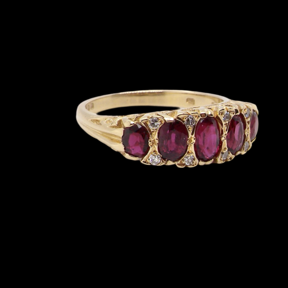 5 stone Ruby and Diamond ring
