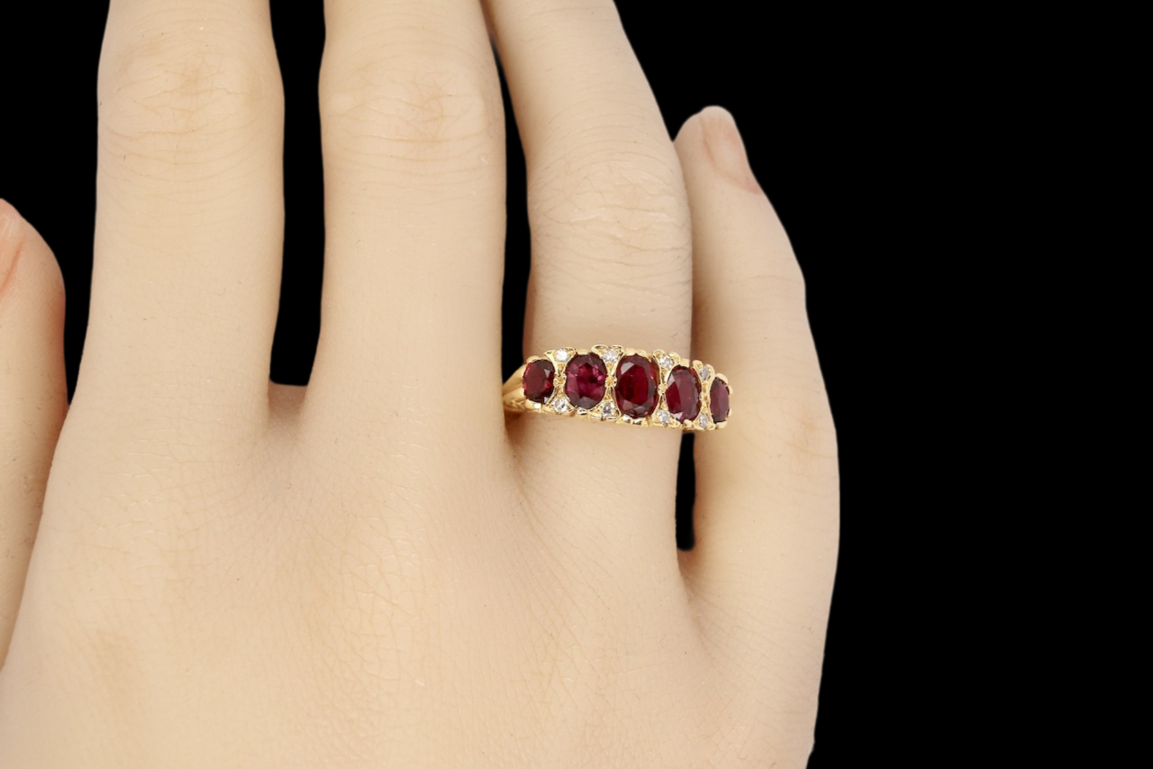 five stone Ruby and Diamond ring