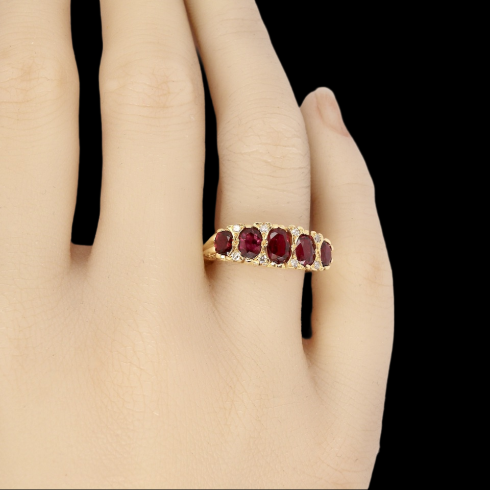 five stone Ruby and Diamond ring