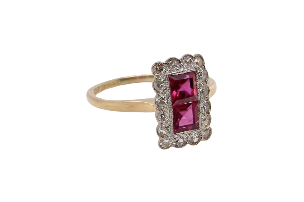 Art Deco ruby and diamond ring