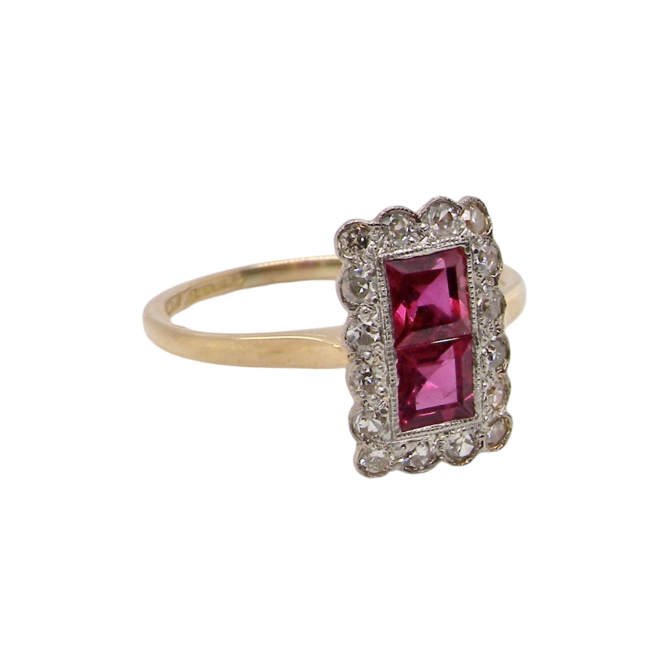 Art Deco ruby and diamond ring