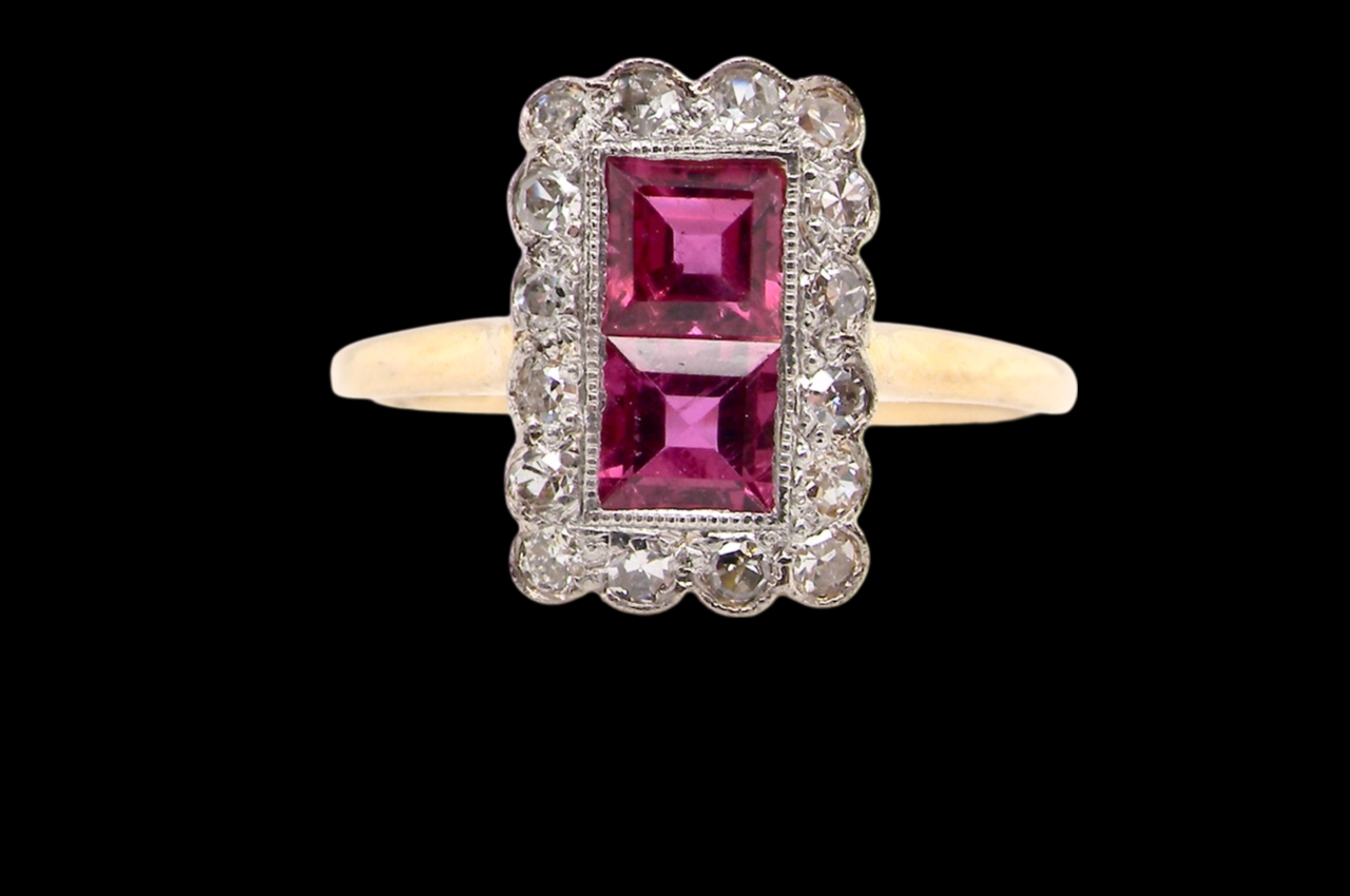 fine Art Deco ruby and diamond ring