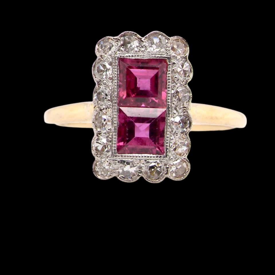 fine Art Deco ruby and diamond ring