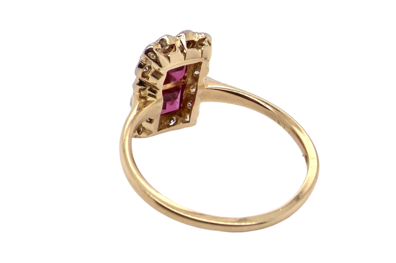 rear view Art Deco ruby and diamond ring