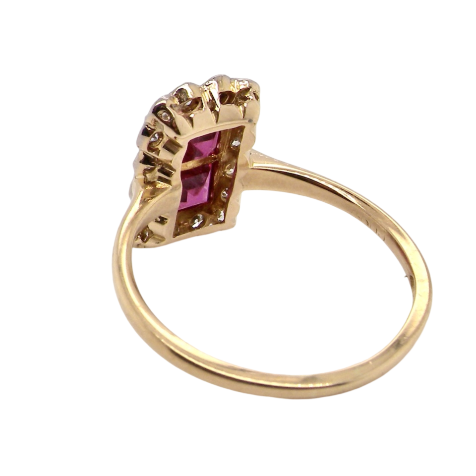 rear view Art Deco ruby and diamond ring