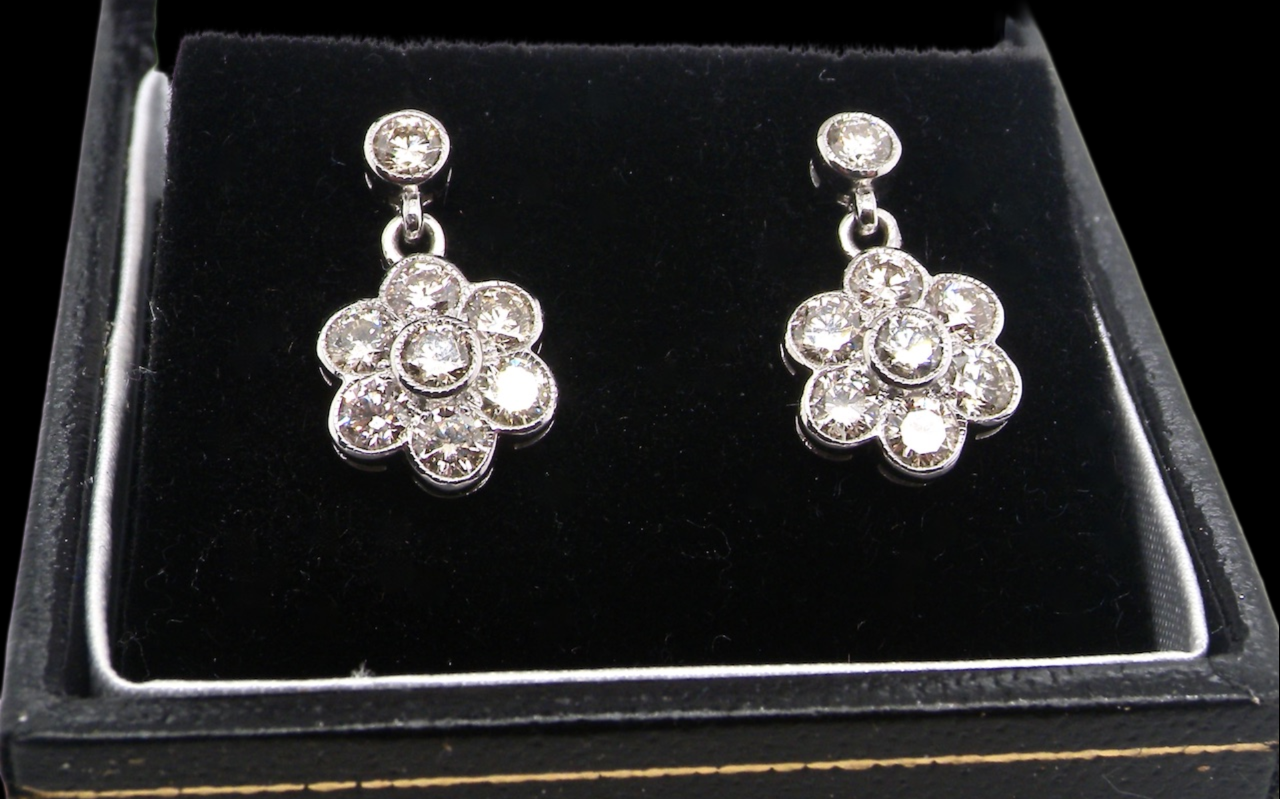 A pair of diamond earrings