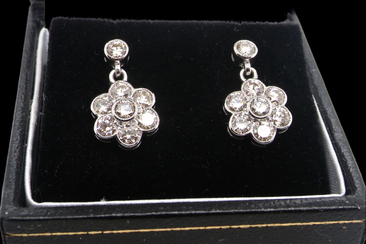 A pair of diamond earrings