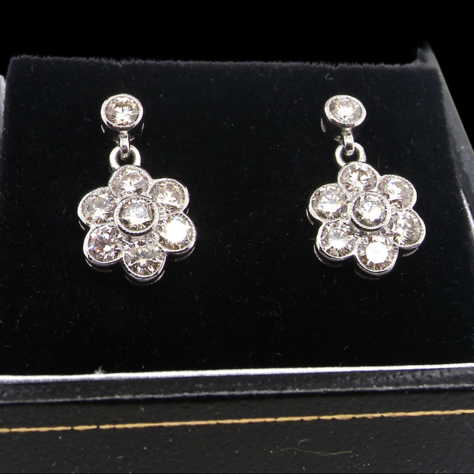 A pair of diamond earrings