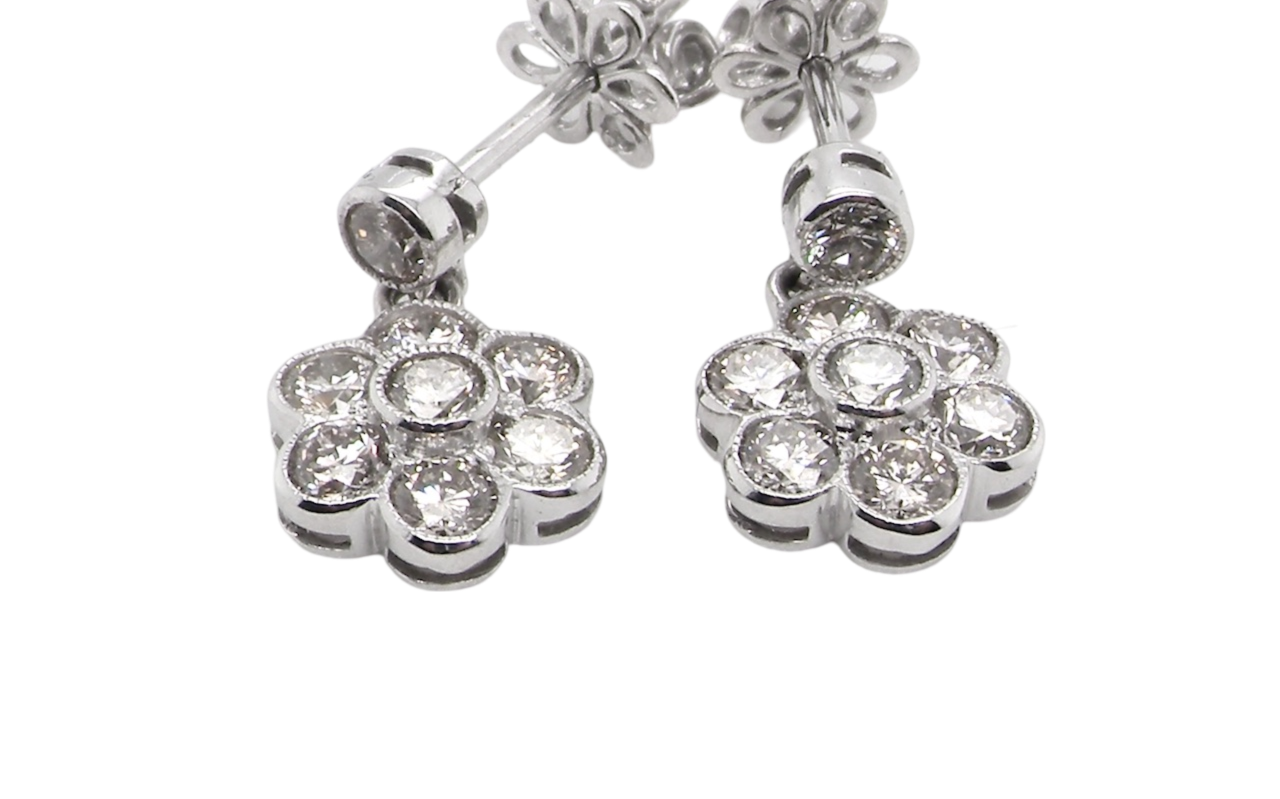 A pair of diamond cluster earrings