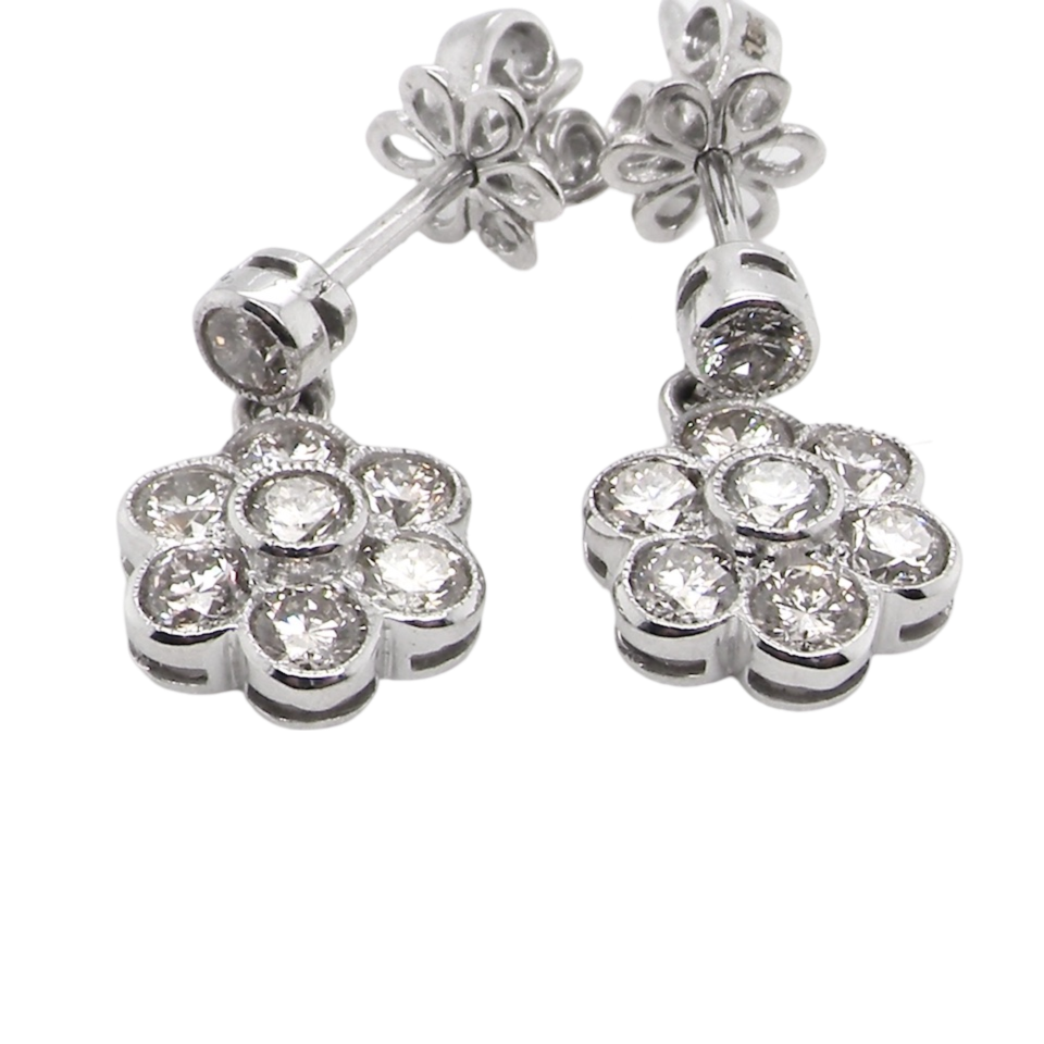 A pair of diamond cluster earrings