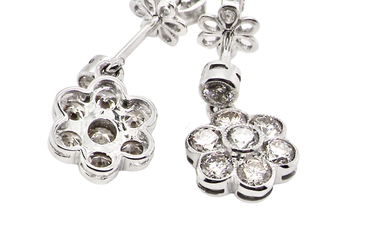 Rear view diamond cluster earrings