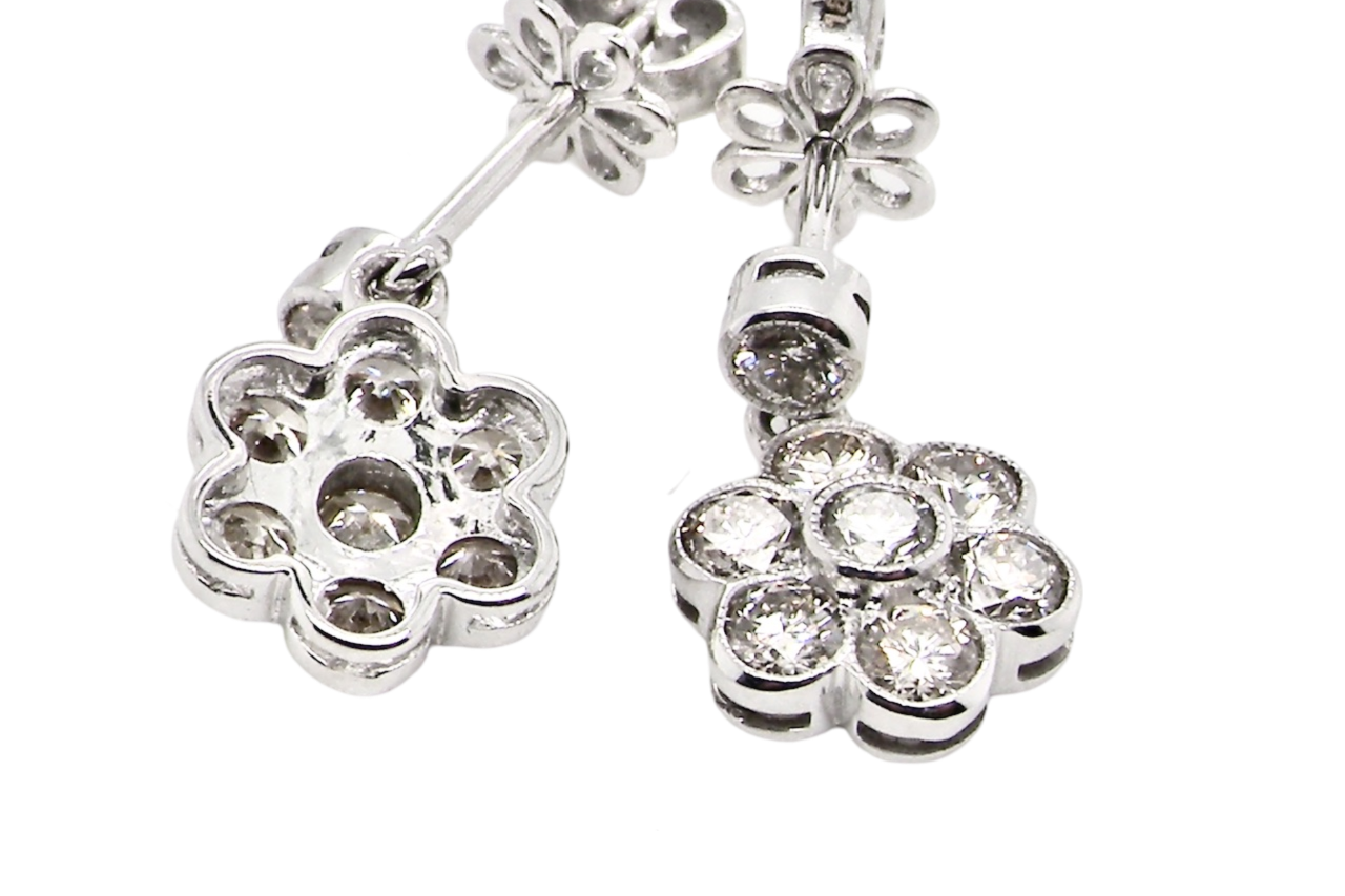 Rear view diamond cluster earrings