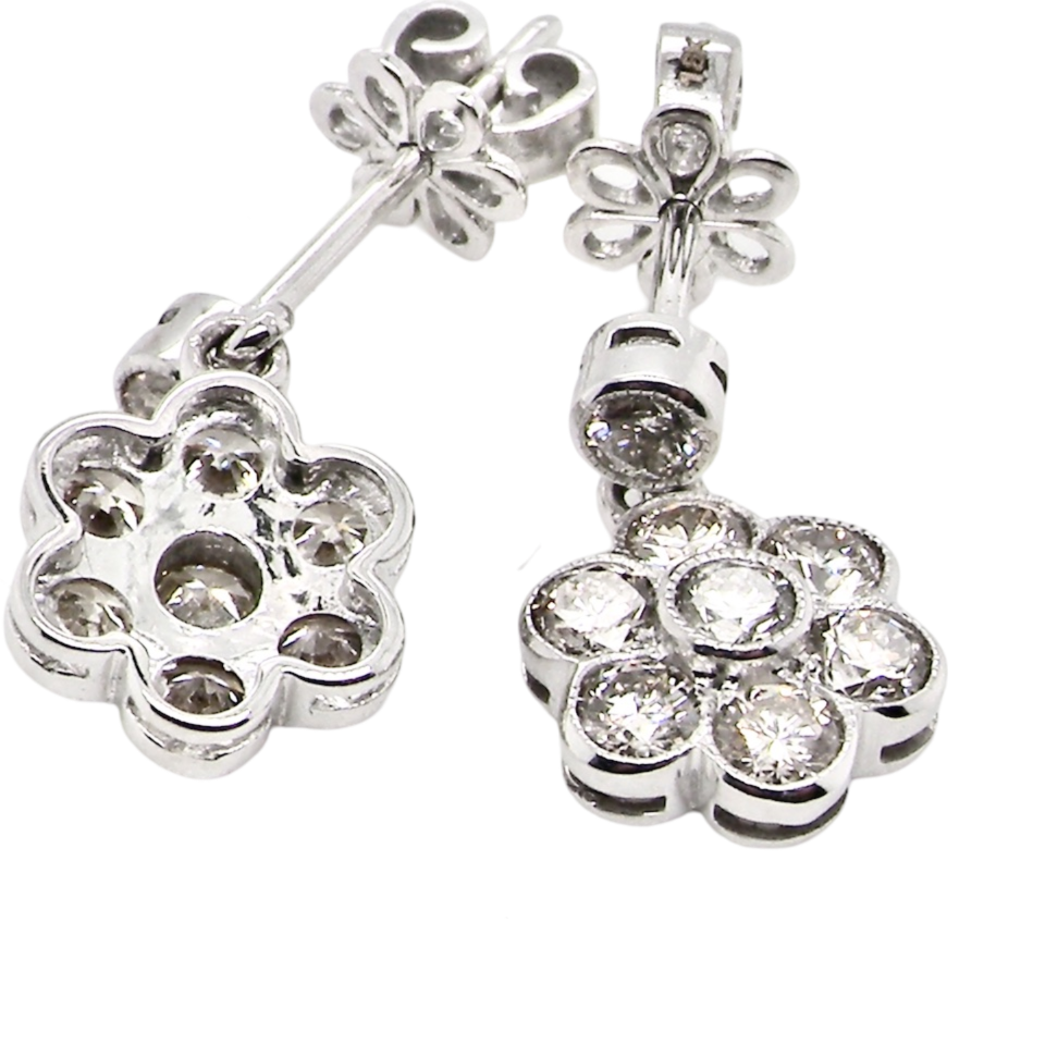 Rear view diamond cluster earrings