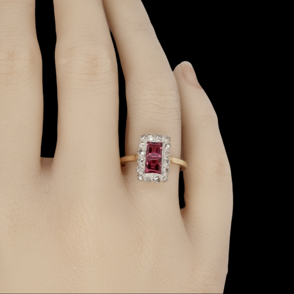 Deco ruby and diamond ring