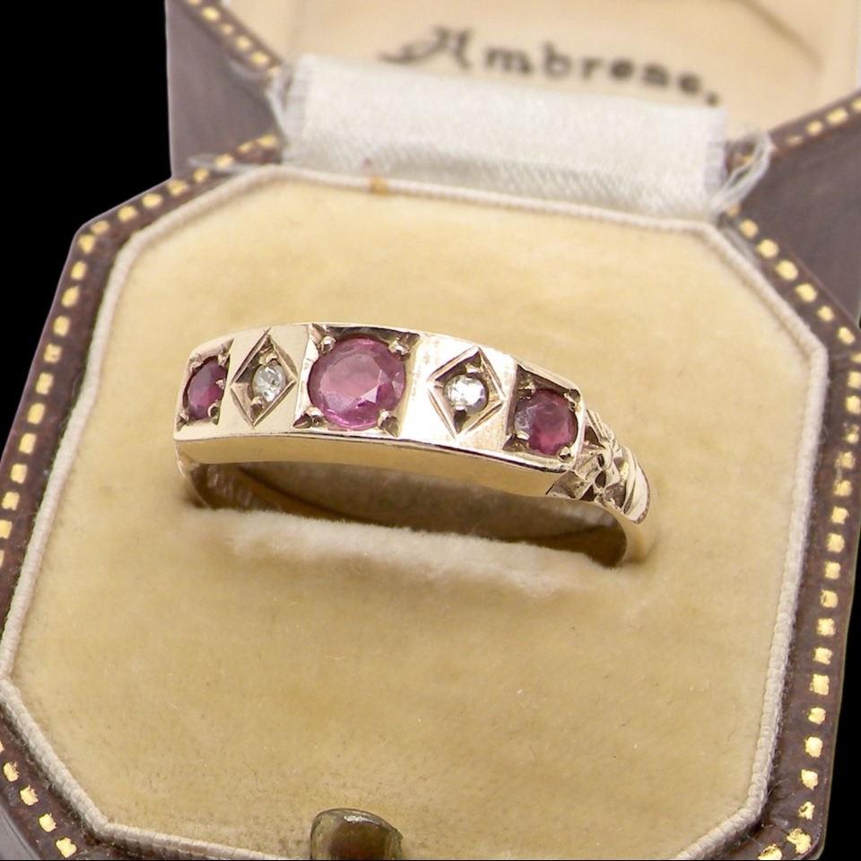 antique style ruby and diamond ring